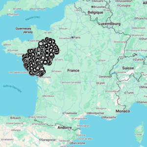 Pays de la Loire carte d'urbex - Région de France