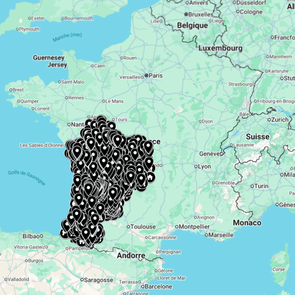 Carte urbex Nouvelle-Aquitaine