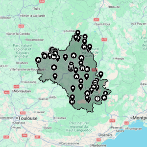Carte urbex Aveyron [12] - Département de France
