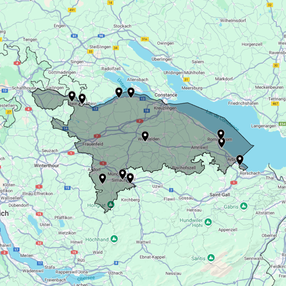 carte urbex Thurgovie contons suisse