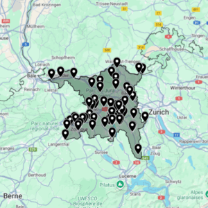 Carte urbex Argovie (Kanton Aargau) - Canton de Suisse