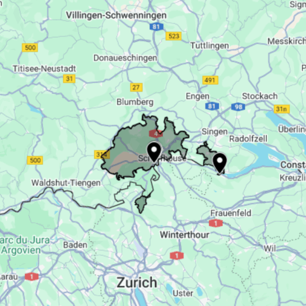 Carte urbex Schwytz Schaffhouse (Kanton Schaffhausen) - Canton de Suisse