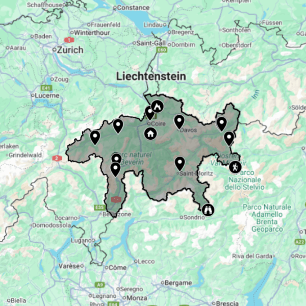 Carte urbex Grisons - Canton de Suisse