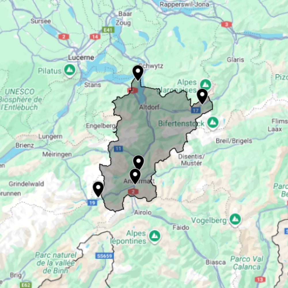 Carte urbex Uri (Kanton Uri)