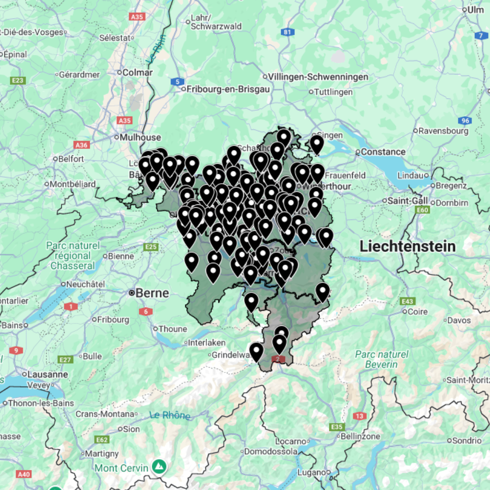Carte urbex Suisse Central