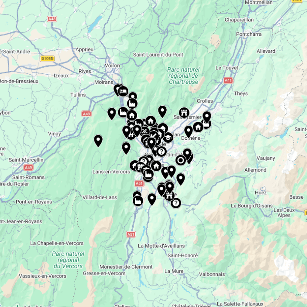 Carte Urbex ville de Grenoble - Exploration Urbaine