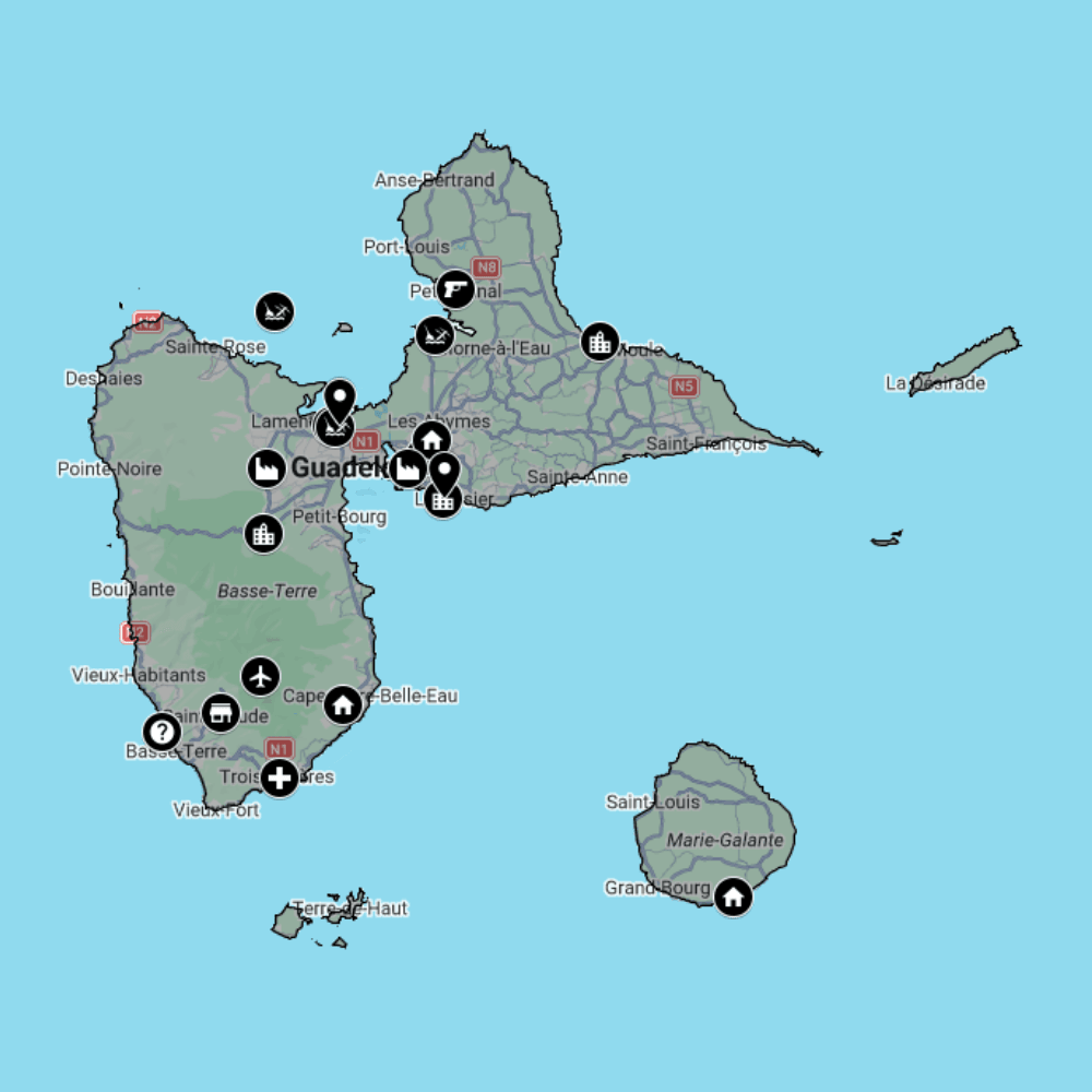 Carte urbex Guadeloupe (France d'outre-mer)