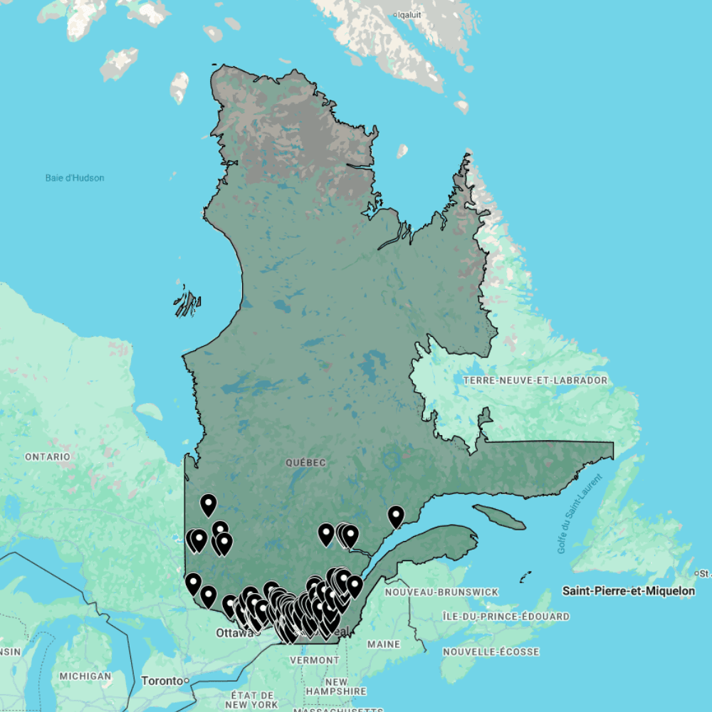 Carte urbex Quebec - Provinces du Canada